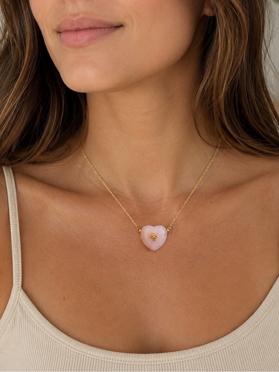 Mayamar Jewelry - New MAYAMAR  Pink quartz Heart Pendant Necklace with mushroom
